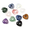 Natural & Synthetic Mixed Gemstone European Beads, Heart Large Hole Beads, 15x15~15.5x4.5~5mm, Hole: 6mm
