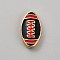 Zinc Alloy Enamel Beads, Golden, Rugby, Black, 19x11x3.5mm, Hole: 1.6mm