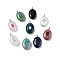 Natural Mixed Stone & Cubic Zirconia Pendants, Oval Charms with Brass Loops, Golden, Mixed Dyed and Undyed, 21.5x13x6.5mm, Hole: 1.8mm