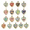 304 Stainless Steel Locket Pendants, Ion Plating(IP), Heart with Pattern Charms, Golden, Mixed Color, 25x22.5x5.5mm, Hole: 8x4mm, Inner Diameter: 16.5x16.5mm