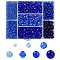 Glass Beads Sets, Faceted, Mixed Shapes, Dark Blue, 6x5mm, Hole: 1mm, 160pcs