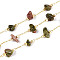 Brass Cable Chains, with Natural Unakite, Soldered, with Spool, Long-Lasting Plated, Golden, 1~8x3~17x1~8mm, about 32.81 Feet(10m)/Roll