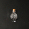 Mini High Borosilicate Glass Bottle Bead Containers, Wishing Bottle, with Cork Stopper, Flat Round, Clear, 2.6x1.9cm