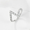 925 Sterling Silver Pave Cubic Zirconia Finger Rings, Silver, Inner Diameter: 17mm