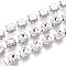 Iron Rhinestone Cup Chains, with Spool, Square, Platinum, Crystal, 9x9x6mm, about 14.99 Feet(4.57m)/Roll