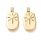 Brass Pendants, Long-Lasting Plated, Oval with Star, Real 18K Gold Plated, 23.5x12x2mm, Hole: 3x1.5mm
