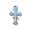 Spray Painted Aloy Pendant,  Cross, Sky Blue, 22.5x13.5x2.5mm, Hole: 1.8mm