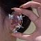 Alloy Rhinestone Cuff Earrings, Butterfly, Platinum, 70x35mm