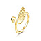 Brass Pave Cubic Zirconia Cuff Open Rings, Swan, Golden, 15~20mm