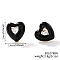 Brass Cubic Zirconia Heart Stud Earrings, with Enamel, Fashion Jewelry, Black, 14x14mm