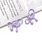 Spray Painted Alloy Pendants, Bowknot, Medium Purple, 19x21mm