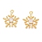 Christmas Theme Brass Micro Pave Clear Cubic Zirconia Charms, Snowflake, Real 18K Gold Plated, 13.5x11.5x2.5mm, Hole: 1mm