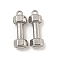 Non-Tarnish 304 Stainless Steel Pendants, Dumbbell Charms, Stainless Steel Color, 21.5x7.5x5mm, Hole: 1.6mm