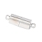 Brass Magnetic Clasps with Loops, Nickel Free, Column, Platinum, 16x6mm, Hole: 1.5mm