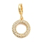 Brass with Cubic Zirconia Pendants, Ring Charms, Real 18K Gold Plated, 17x14.5x2.5mm, Hole: 5x6mm