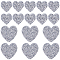 20Pcs 2 Styles Glitter Resin Hotfix Rhinestone, Hot Melt Adhesive on the Back, Rhinestone Trimming, Heart, Crystal, 35.5~54x35~53x2.5mm, 10pcs/style
