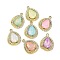 Glass Pendants, Alloy Rhinestone Findings, UV Plated, Teardrop, Light Gold, 25x18.5x5.5mm, Hole: 2.3mm