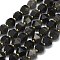 Natural Sliver Obsidian Beads Strands, Faceted, Octagonal, 9~10.5x9~10.5x7.5~8.5mm, Hole: 1mm, about 36~40pcs/strand, 15.35~15.55 inch(39~39.5cm)
