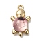 Acrylic Alloy Pendants, Gold, Tortoises, Pink, 22x13.5x6.5~6.8mm, Hole: 1.6mm