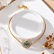 Adjustable Brass Box Chain Bolo Bracelets, Slider Bracelets, with Cubic Zirconia Links, Flat Round with Eye, Golden, 10-1/4 inch(260mm), 1.2mm
