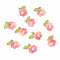 10Pcs Acrylic & Glass Flower Pendants, with Brass Findings, Tomato, 14mm, Hole: 2.3mm
