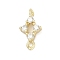 Brass Micro Pave Clear Cubic Zirconia Connector Charms, Long-Lasting Plated, Real 14K Gold Plated, Clover, 13.5x7.5x3.5mm, Hole: 1.2mm