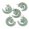 Natural Green Aventurine Pendants, Moon with Star Charms, with Copper Wire Loops, Platinum, 36~37x27~28x7.5~8mm, Hole: 4mm