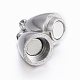 Smooth 304 Stainless Steel Rice Magnetic Clasps with Loops STAS-H402-36P-2