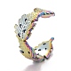 Rainbow Color Ion Plating(IP) 304 Stainless Steel Leaf Wrap Open Cuff Ring for Women RJEW-A005-11-2