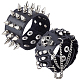 Gorgecraft 2pcs 2 Stil Punkrock Stil Rindslederband Armbänder Set mit Nieten BJEW-GF0001-08-1