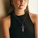 Natural Amethyst Cone Braided Pendant Necklace NJEW-SZ0001-59H-5