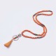 Cotton Thread Tassels Pendant Necklaces NJEW-JN02143-04-1