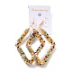 Big Rhombus Glass Seed Beads Dangle Earrings for Girl Women EJEW-I258-01G-3