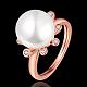 Flower Real Rose Gold Plated Eco-Friendly Brass Round Imitation Pearl Finger Rings RJEW-BB07928-7RG-4
