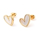 Natural Shell Heart Stud Earrings EJEW-K251-09G-1