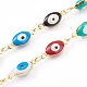 Brass Enamel Evil Eye Link Chain Necklaces NJEW-JN03370-2