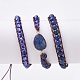 Faceted Glass & Natural Lapis Lazuli(Dyed) Beaded Wrap Bracelets BJEW-JB05035-03-3