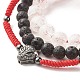 Ensemble de bracelets de perles tressées en quartz naturel craquelé et pierre de lave BJEW-JB07212-01-8
