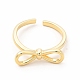 Rack Plating Brass Bowknot Open Cuff Ring for Women RJEW-F142-03G-2
