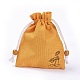 黄麻布製梱包袋ポーチ  巾着袋  木製のビーズで  ミックスカラー  13.8~14.3x10.8~11.5cm ABAG-L006-C-4