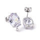 Brass Micro Pave Clear Cubic Zirconia Stud Earring Findings KK-G420-18P-2
