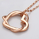 Real Rose Gold Plated Fashion Eco-Friendly Czech Rhinestone Double Heart Winding Alloy Necklaces and Earrings Jewelry Sets SJEW-AA00031-022RG-5