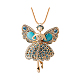 Fairy 18K Real Gold Plated Alloy Rhinestone Pendant Sweater Necklaces NJEW-DD0009-012A-1