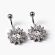 Flower 304 Stainless Steel Micro Pave Cubic Zirconia Navel Ring Belly Rings EJEW-L175-07-2