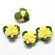 Handmade Porcelain Cabochons, China Clay Beads, Flower, Yellow, 15.5~17.5x15~17x8~9mm