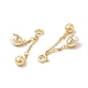 Cierres de anilla de resorte de latón con adorno redondo de perla natural KK-I697-11G-3