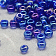 6/0グレードの丸いガラスシードビーズ  透明色の虹  藤紫色  6/0  4x3mm  穴：1mm  約4500個/袋 SEED-Q010-4mm-F544-1