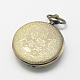 Cabezas vendimia huecos planos redondos de aleación de zinc reloj de cuarzo reloj de bolsillo para el collar del colgante WACH-R005-01-3