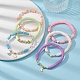 6 Uds. Conjunto de pulseras elásticas con cuentas de perlas de plástico ABS y arcilla polimérica de 6 estilos BJEW-JB09674-5
