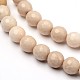 Facetas de madera petrificada naturales hebras de perlas redondas G-L377-35-8mm-1
